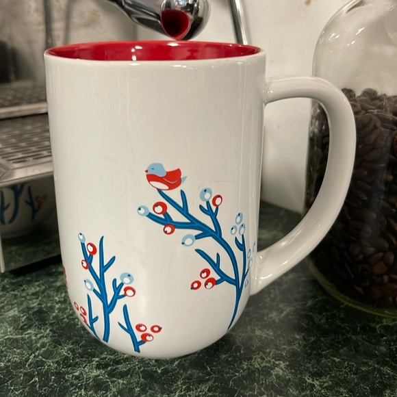 David’s Tea Blue, red bird on branch coffee mug - Picture 2 of 7